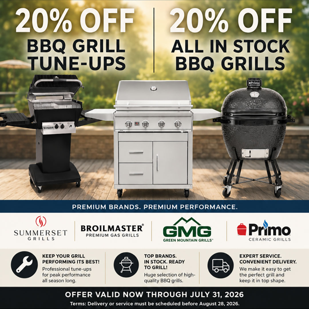 20% Off BBQ Grill Tuneups and 20% Off All In Stock BBQ Grills