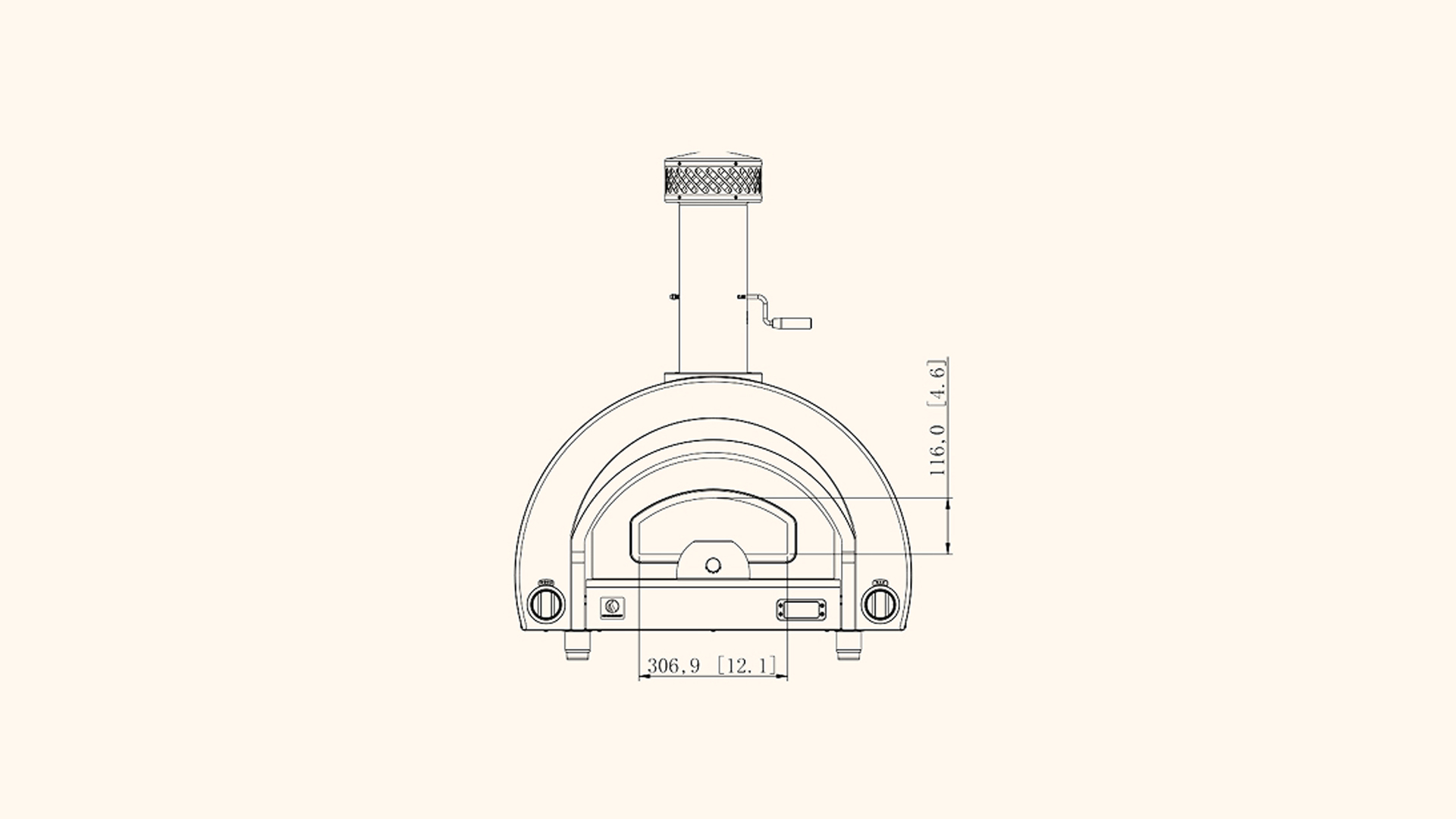 Summerset Hybrid Pizza Oven Gas Grill line drawing