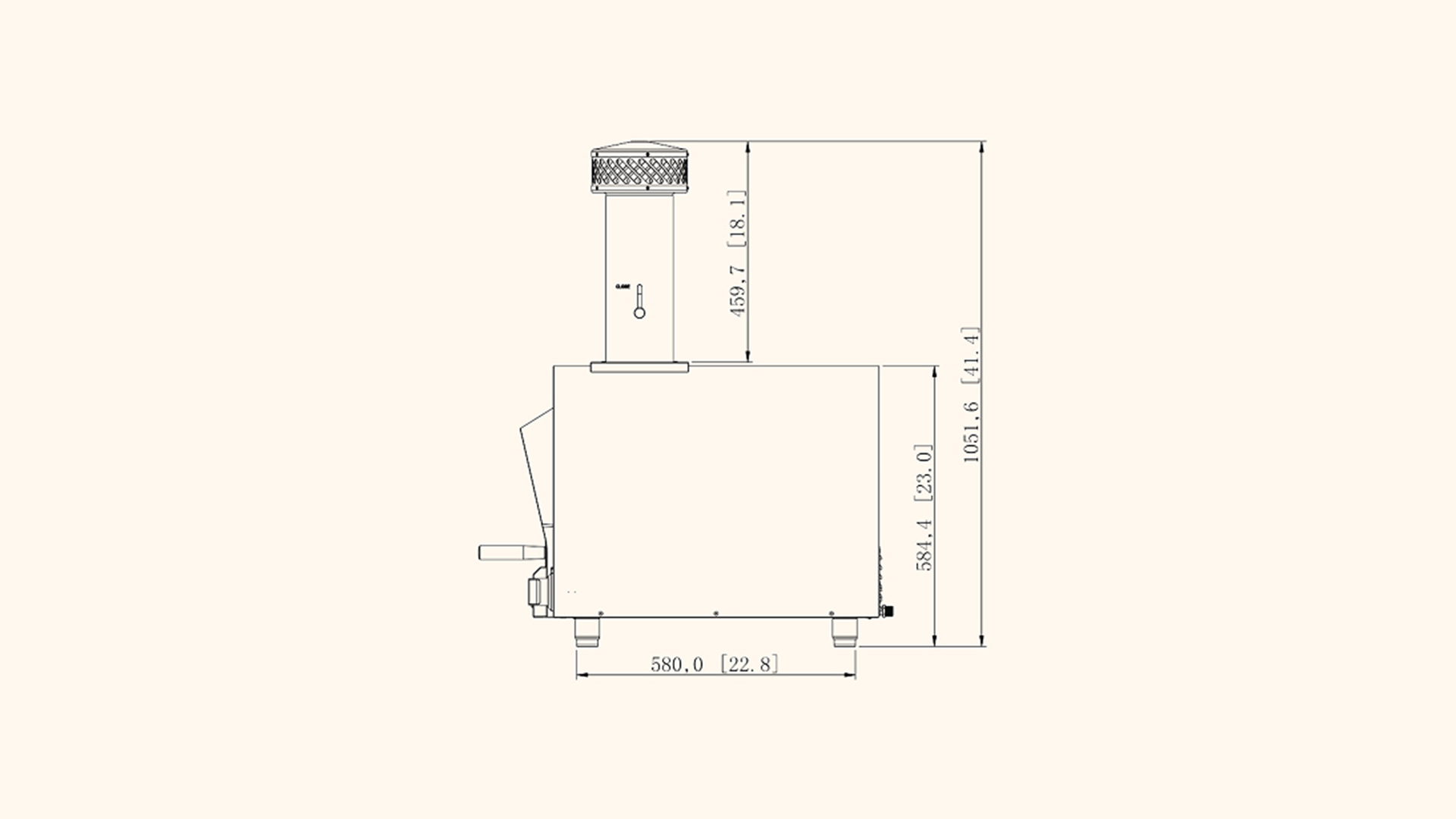 Summerset Hybrid Pizza Oven Gas Grill line drawing