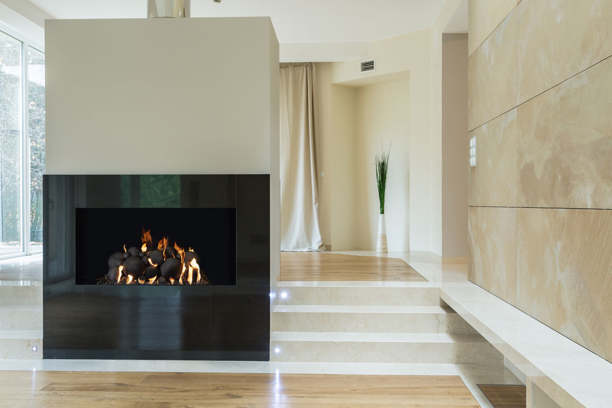 Cannonballs in Family Room Fireplace