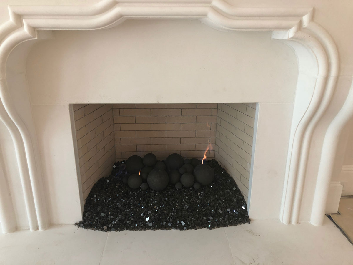 Various Black Cannonballs in Black Crushed Glass