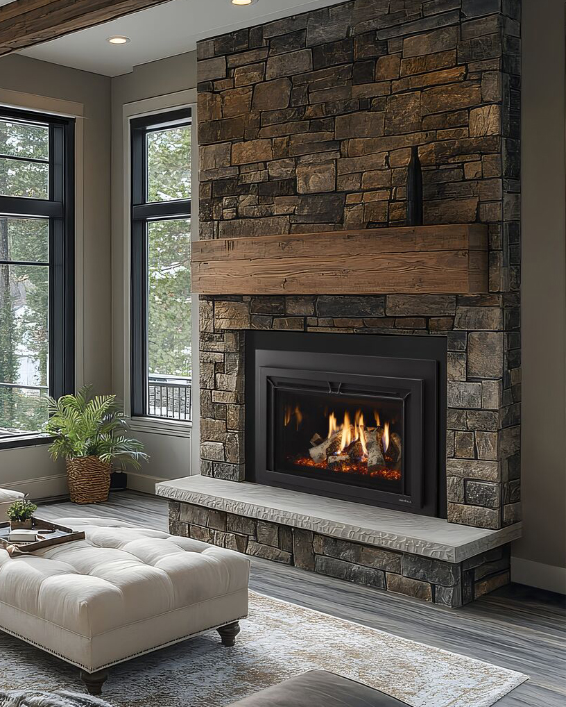 Floor to ceiling fireplace