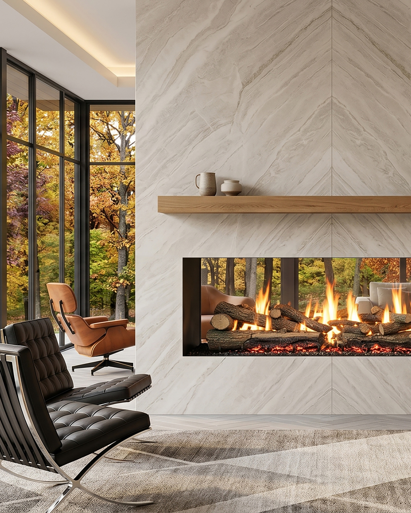 Double sided fireplace